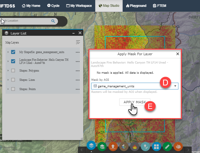 select your area of interest and click "apply mask"