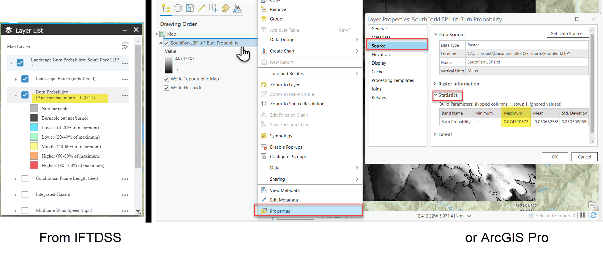 Burn Probability displayed in Layer List