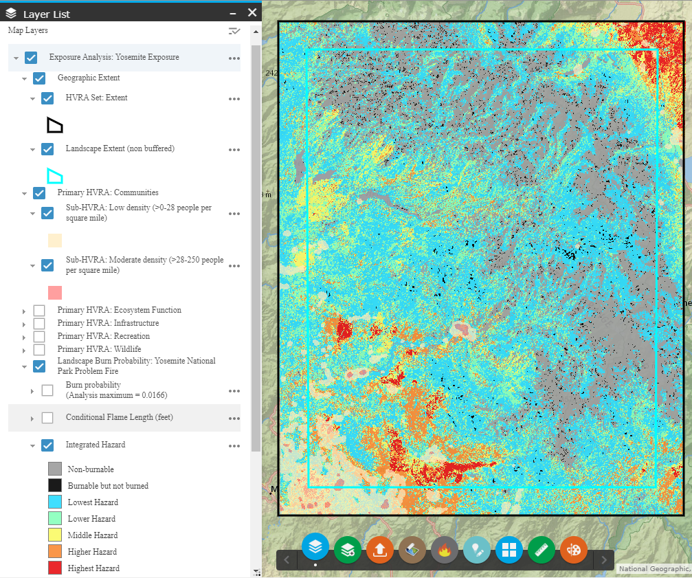 Exposure Analysis outputs listed in Layer List as desrcribed in text