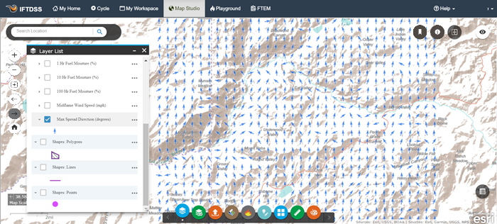 Maximum Spread Direction may be viewed in Map Studio.