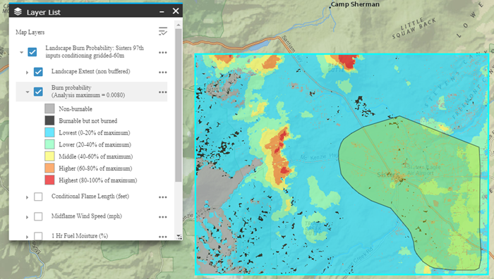 outputs shown with the landscape extent, not including the landscape buffer area. Outputs differ with the smaller extent.