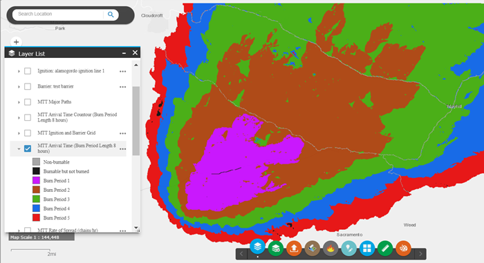 Mtt Arrival Time layer in IFTDSS Map Studio.
