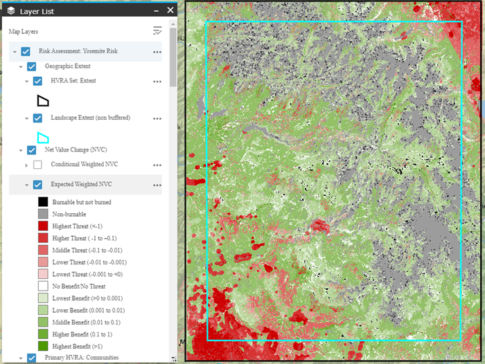 Map Studio Layer List is open with Expected Weighted NVC highlighted.
