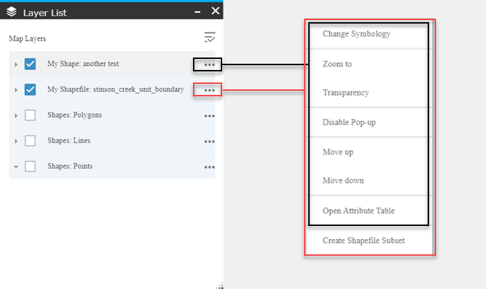 shapefile options as described in text.