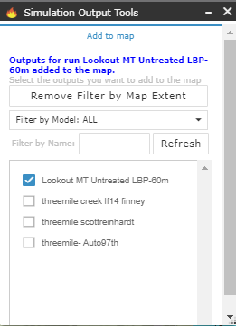 simulation output tools lists model output files to display