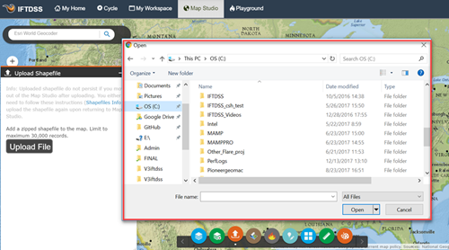 you may upload your own shapefiles.