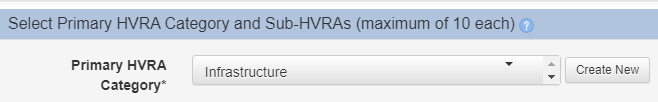 Primary HVRA category drop-down menu.