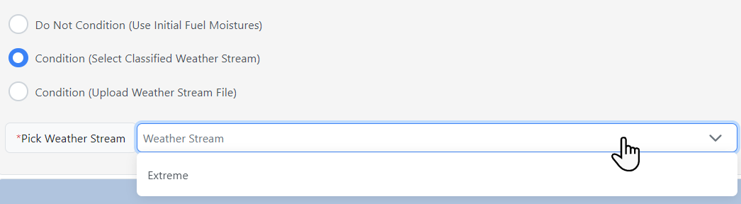 the 'extreme' weather file shown in a dropdown menu.