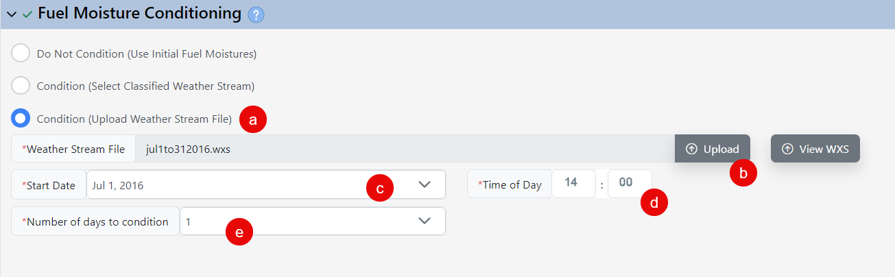 you may upload an wxs file to use in fuel moisture conditioning 