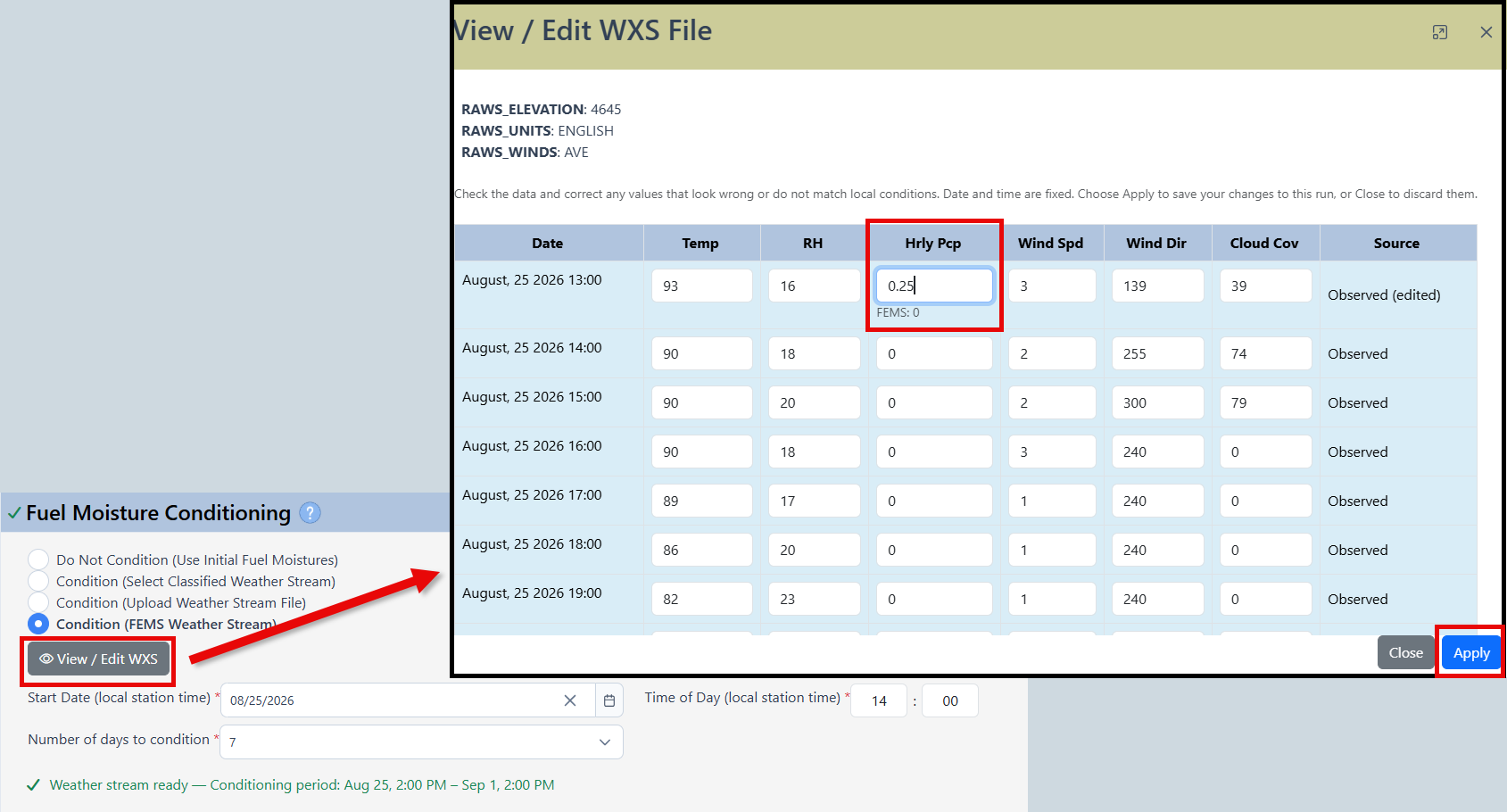In the View Edit WXS, values can be edited. The original value will be displayed under the edited value.