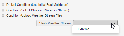 the 'extreme' weather file shown in a dropdown menu.