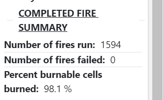 completed fire summary as shown in the right hand panel.