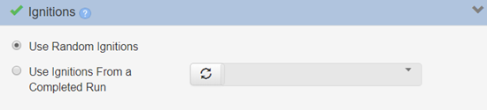 the ignition input field contains choices to generate random ignitions, or use random ignitions from a previous LBP run.