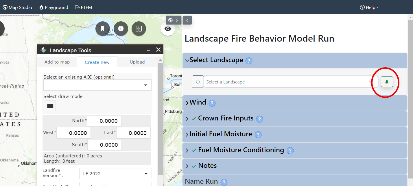 create landscape button next to the landscape field.