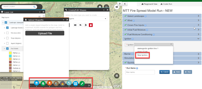 Split screen mode showing MTT input fields on the right and Map Studio with widgets on the left.