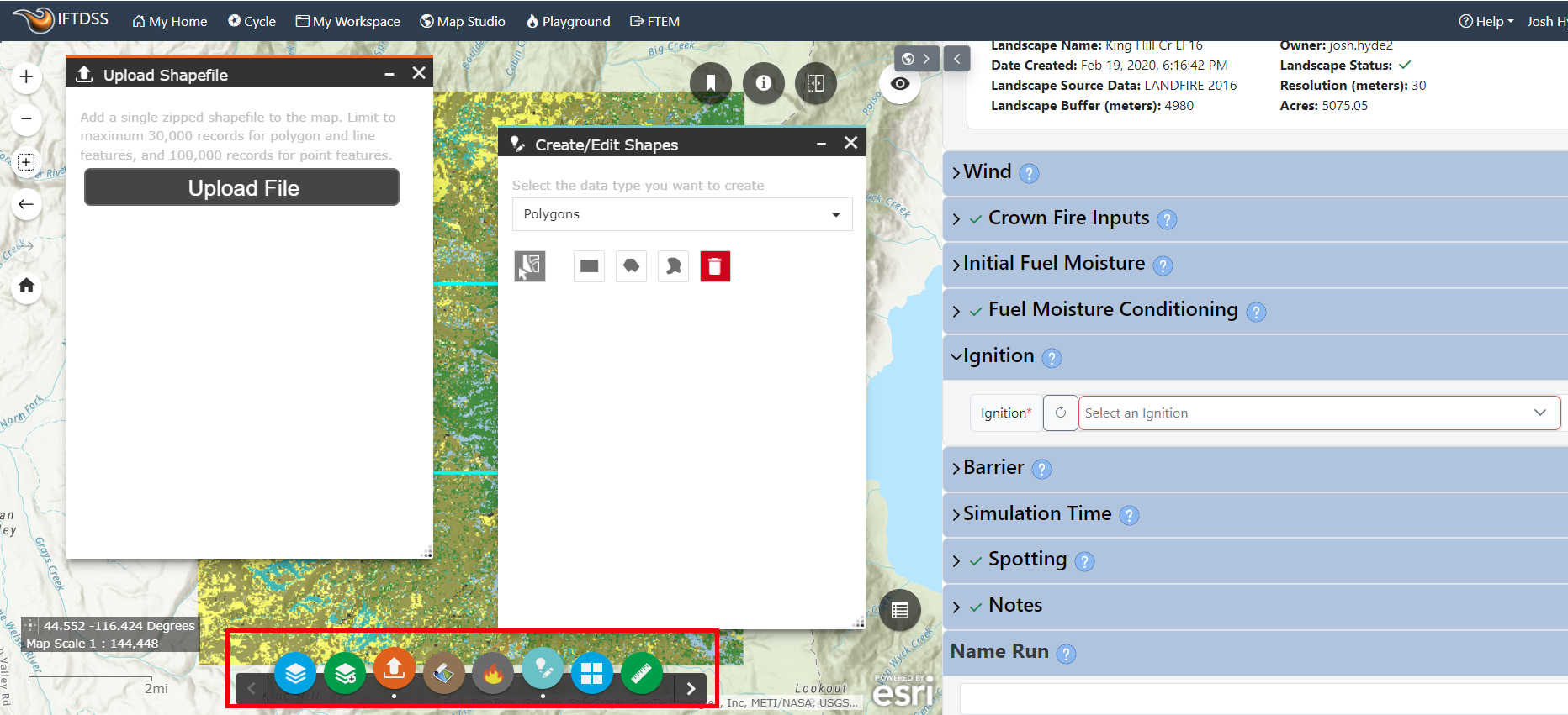 Split screen mode showing MTT input fields on the right and Map Studio with widgets on the left.