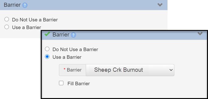 Barrier input field showing a shapefile has been selected to use as a barrier.