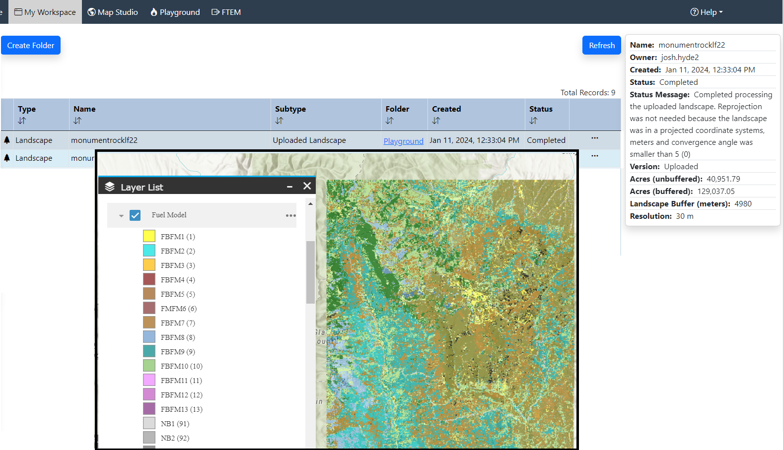 Successfully uploaded landscapes are available in my workspace.