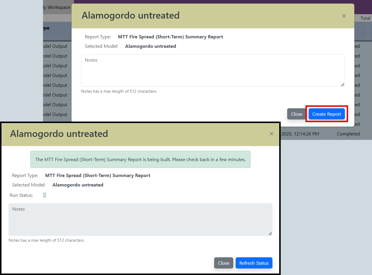 Use the "Create Report" button to start report creation.
