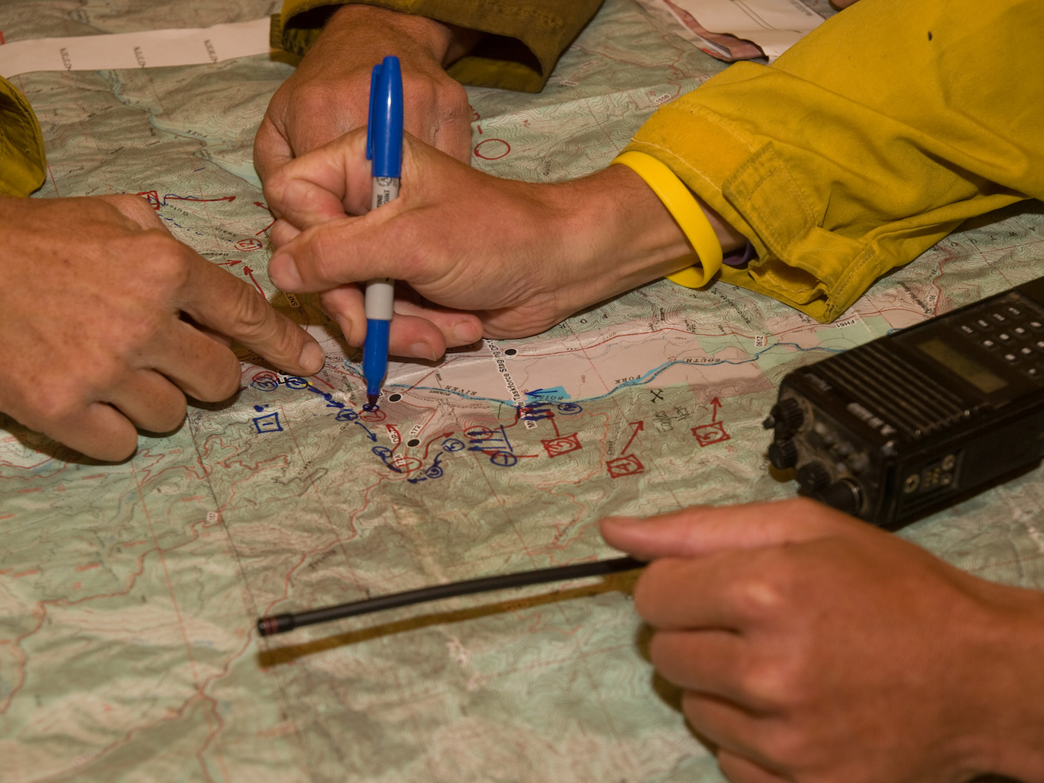 Drawing up a plan on a topo map